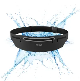 3 Separate pouch Slim Running Belt Fanny Packs for Women & MenReflective Running Fanny PackRunner Belt for Running Walking Cycling Camping Gym (Black)
