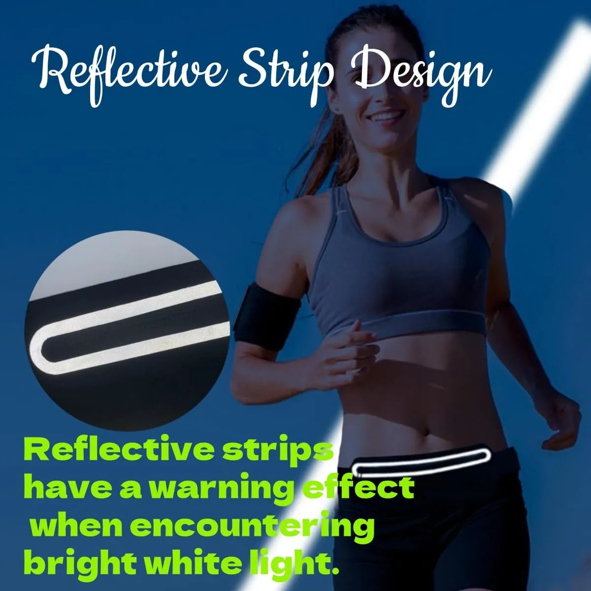 3 Separate pouch Slim Running Belt Fanny Packs for Women & MenReflective Running Fanny PackRunner Belt for Running Walking Cycling Camping Gym (Black)