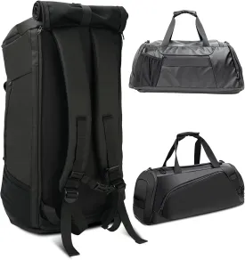 40L Travel Duffle Bag, 4-in-1 Large Gym Bag with Shoe & Wet Clothes and Laptop Compartments, Black