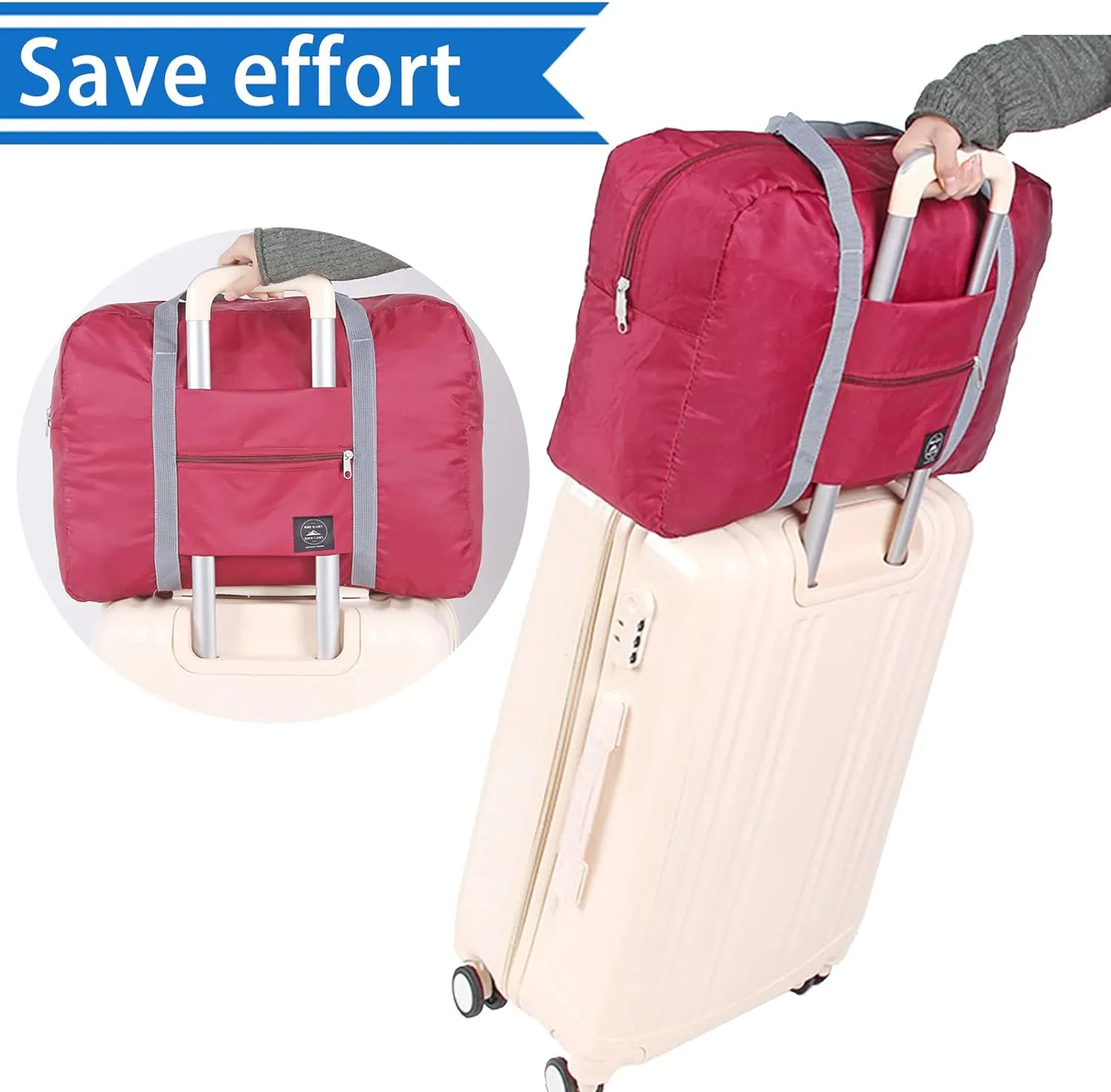 4PCS Foldable Travel Duffel Bag Tote Carry on Luggage Bag Spirit Airlines Personal item Sports Gym Bag Water Resistant Weekender Overnight Bags for Women and Men (Mix Colors)
