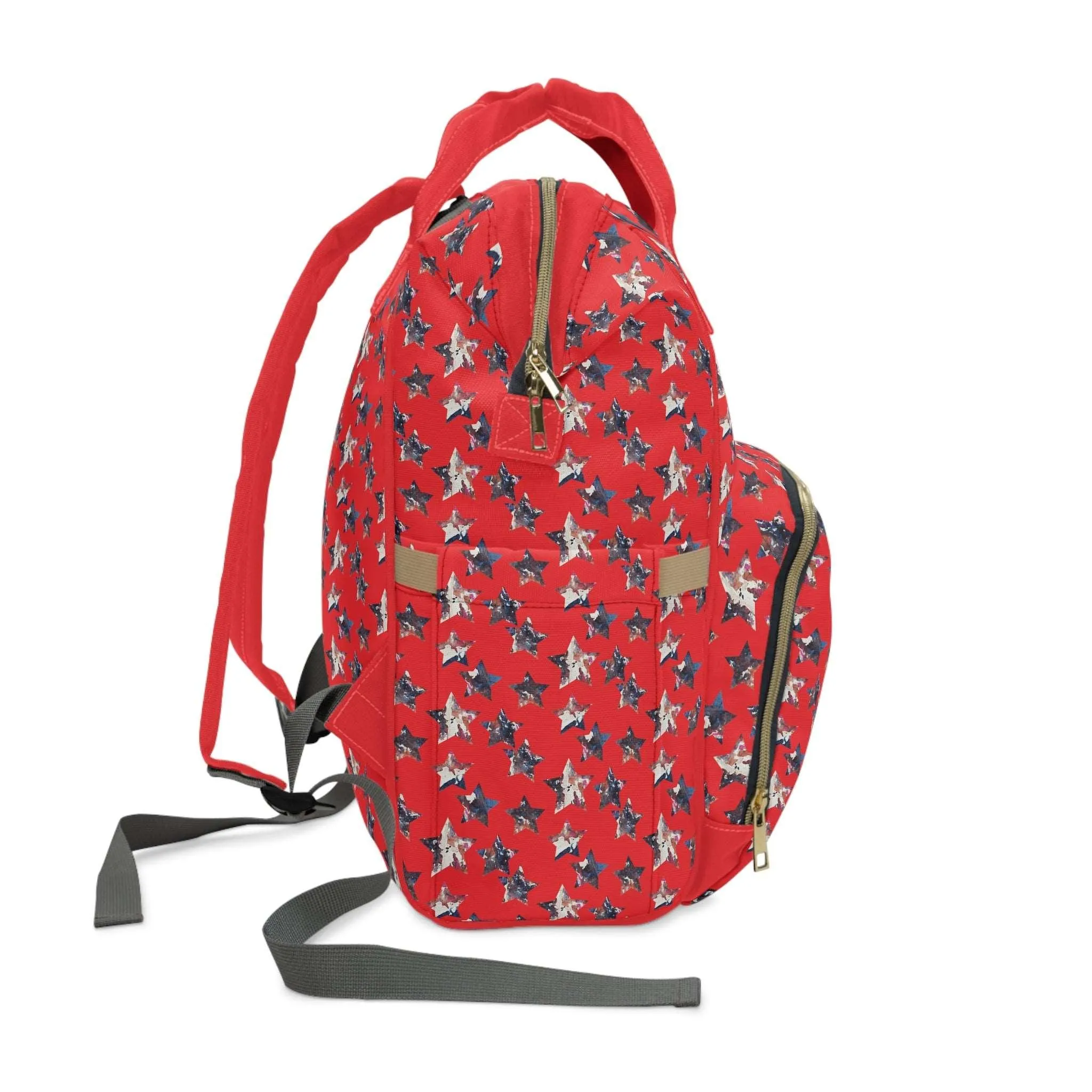 Americana Impressions Collection by Miniaday Designs, LLC. Red Multifunctional Diaper Backpack