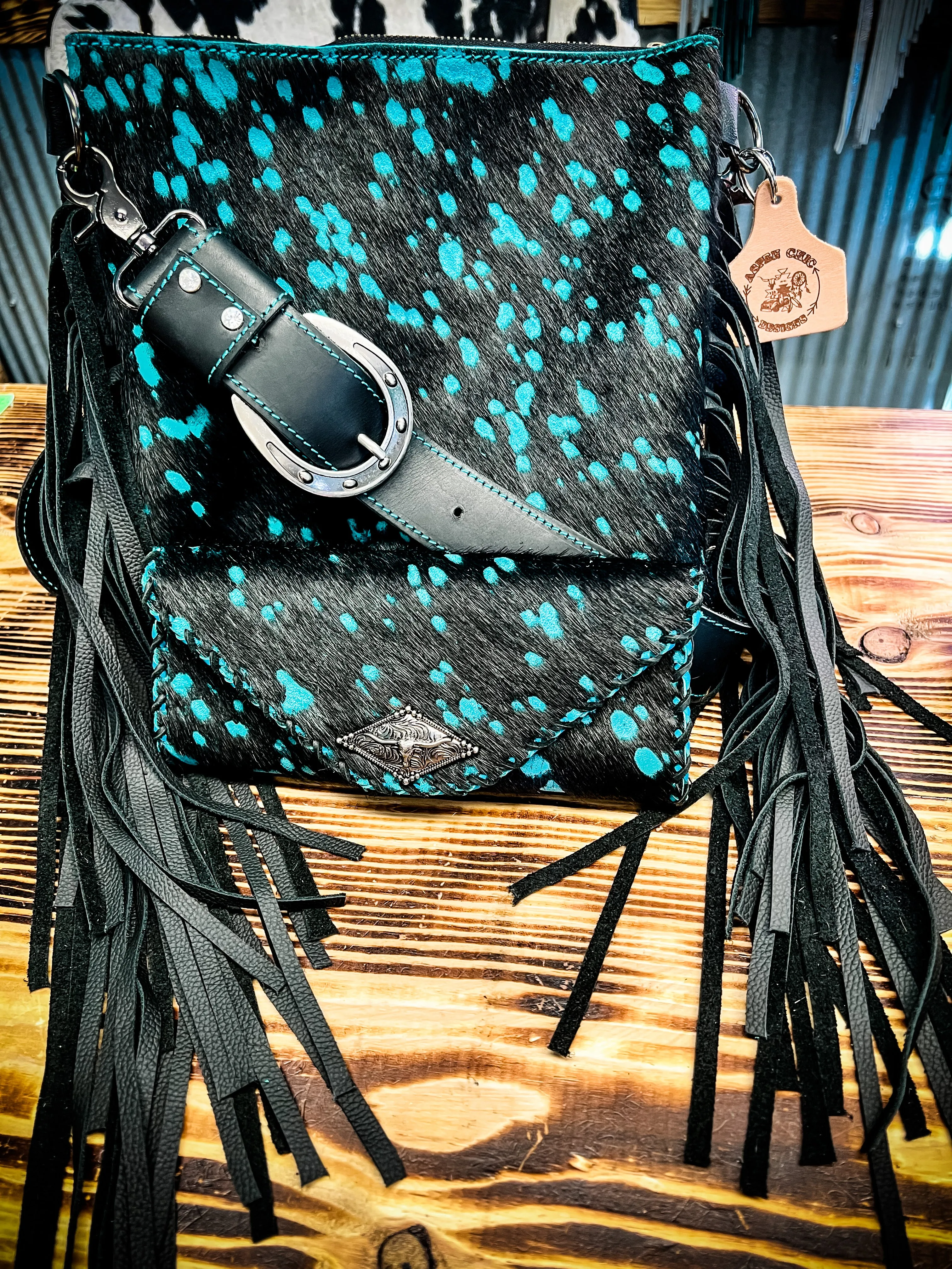 Aspen Crossbody 1115 Black & Turquoise