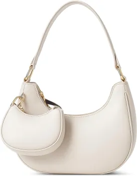 AUDTOPE Shoulder Bags for Women, Crescent Moon Handbag Cute Hobo Bag Faux Leather Mini Clutch Purse with Zipper Closure