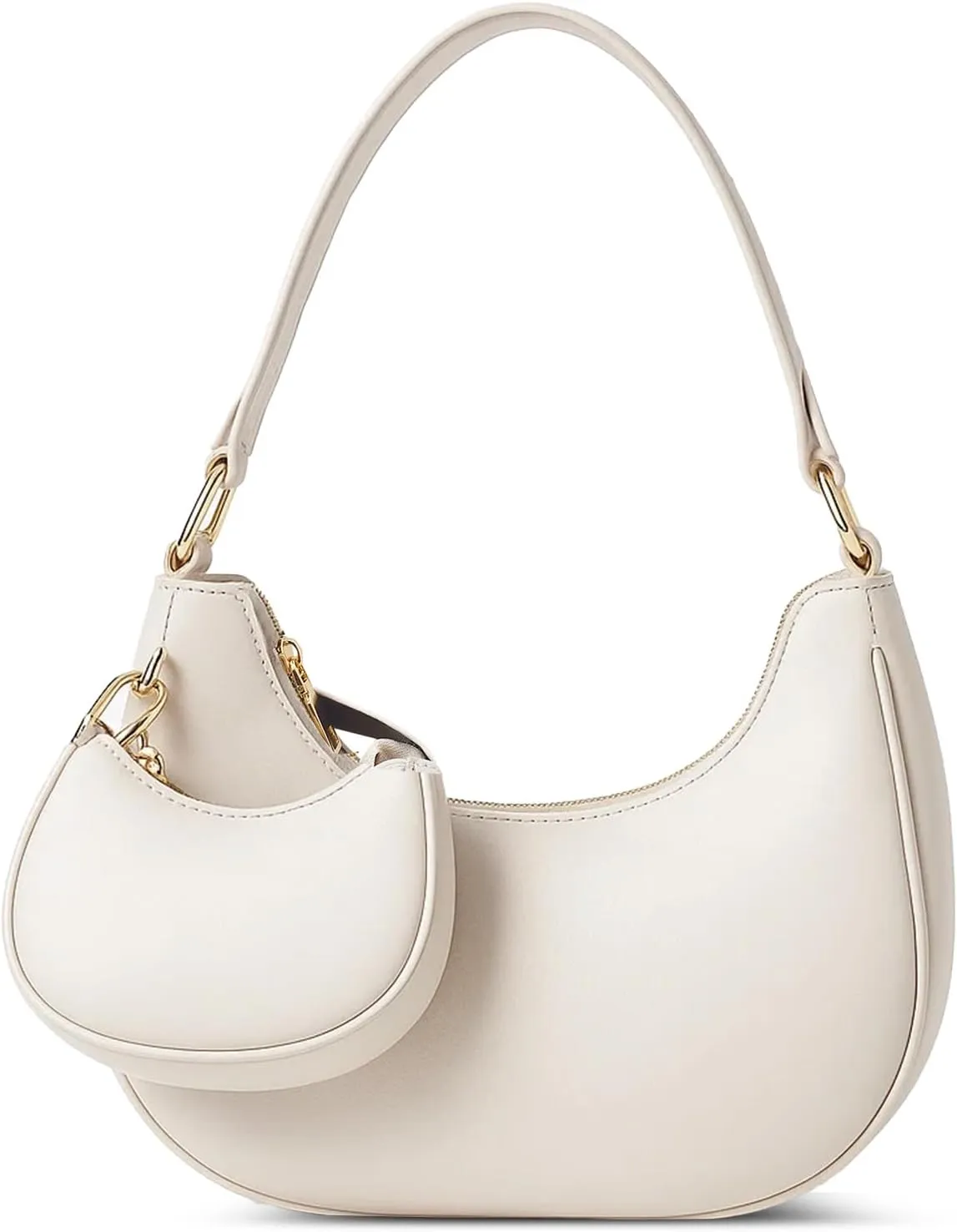 AUDTOPE Shoulder Bags for Women, Crescent Moon Handbag Cute Hobo Bag Faux Leather Mini Clutch Purse with Zipper Closure