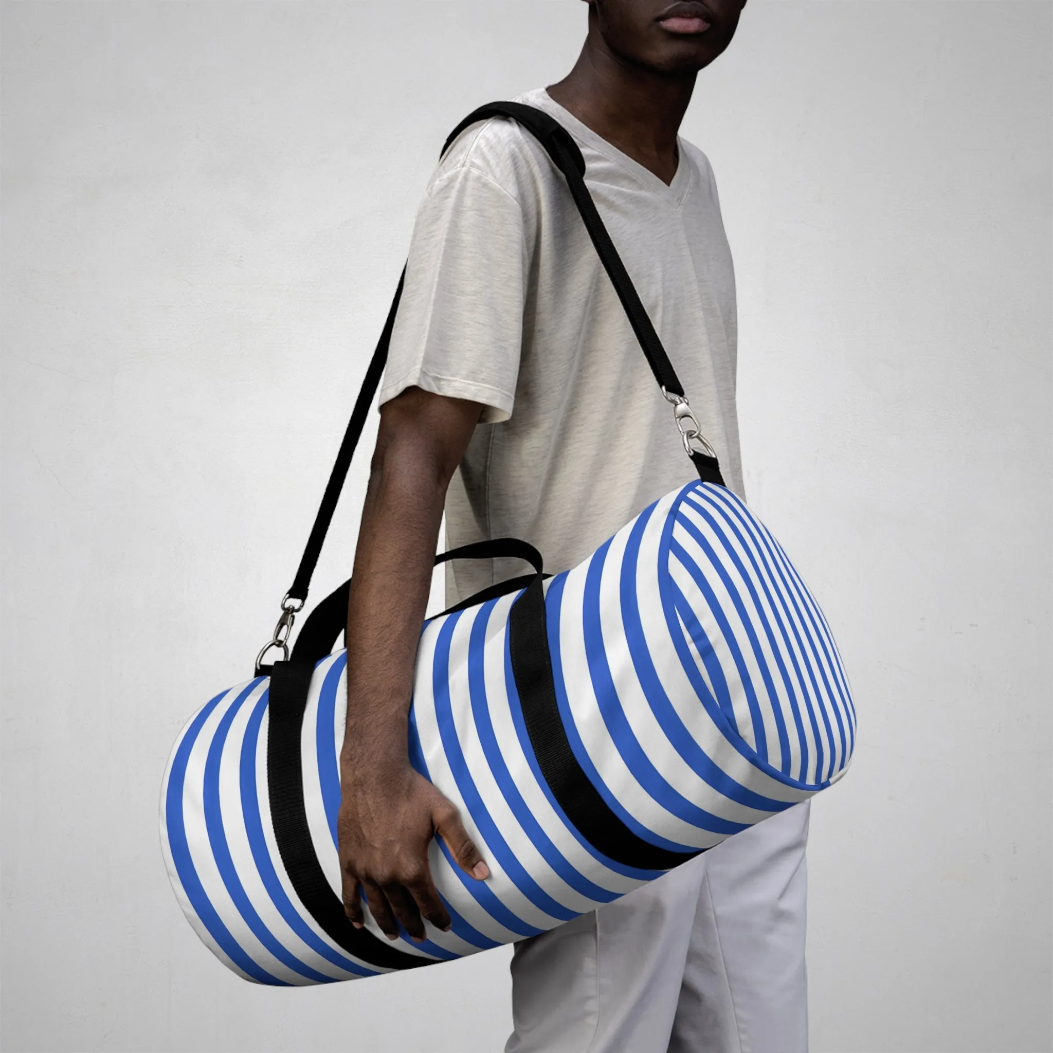 Azure Stripes Duffel Bag