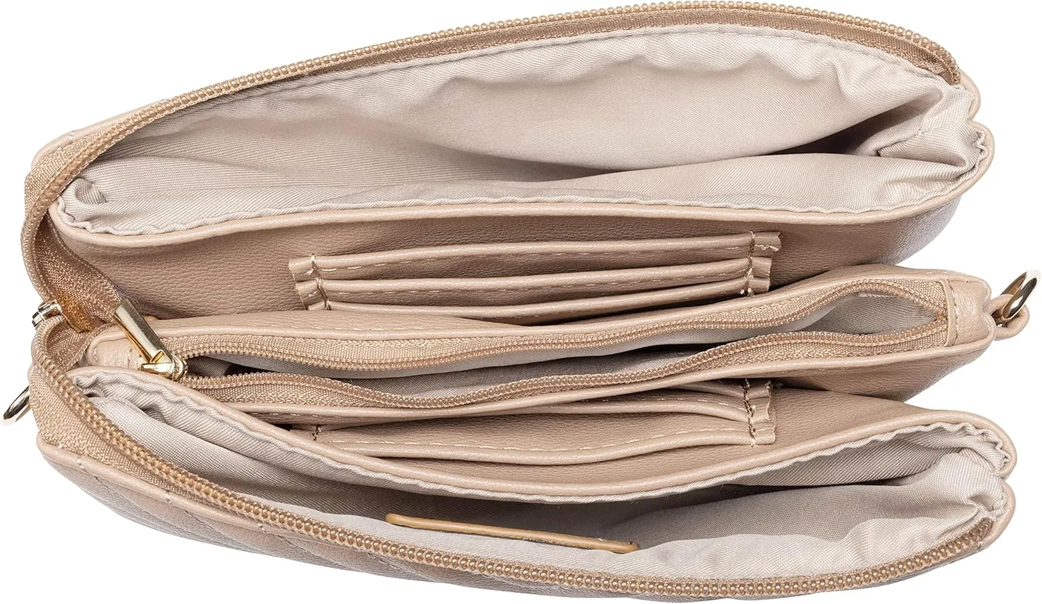 B BRENTANO Vegan Leather Multi-Pocket Crossbody Purse/Clutch with Card Slots, Removable Wristlet & Adjustable Shoulder Strap