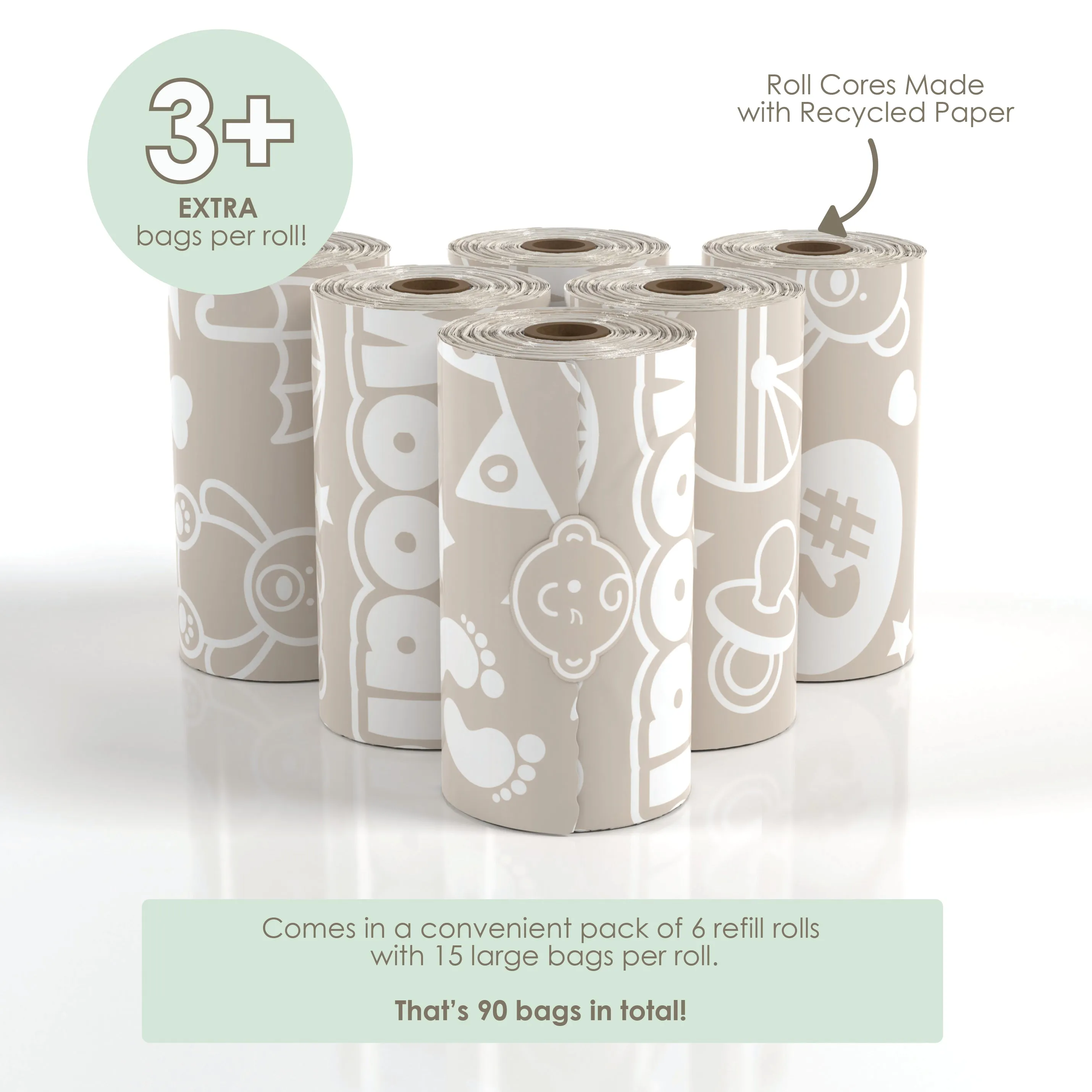 Baby Disposable Diaper Bags | CITRUS TWIST SCENTED - 6 Roll Refill Pack