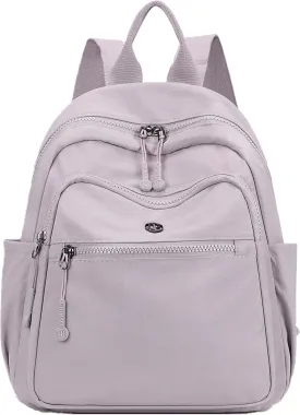 Backpack Purse for Women Ladies Nylon Bag Casual Daypack Travel Shopping Pack (B Style Light Purple)