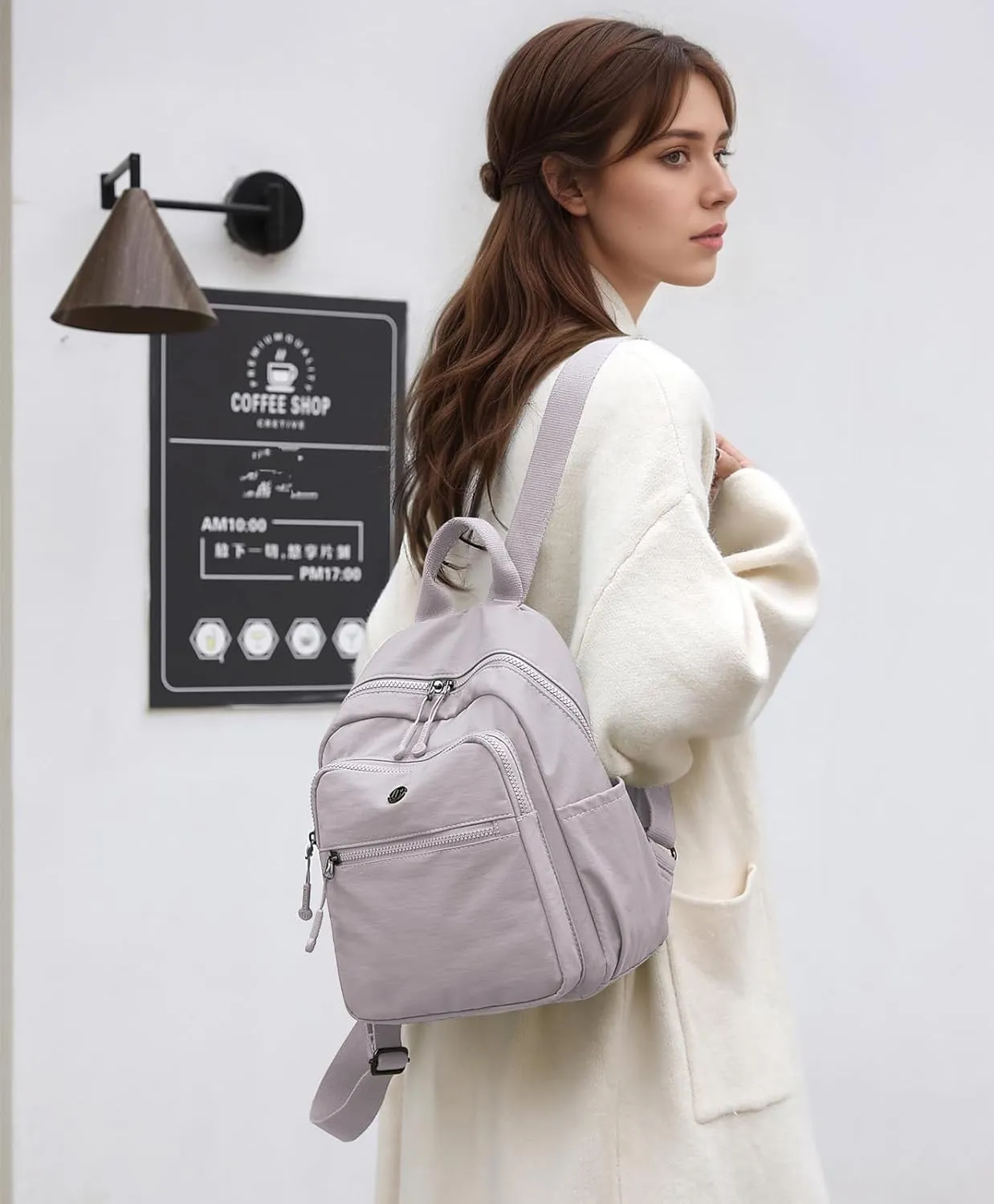 Backpack Purse for Women Ladies Nylon Bag Casual Daypack Travel Shopping Pack (B Style Light Purple)