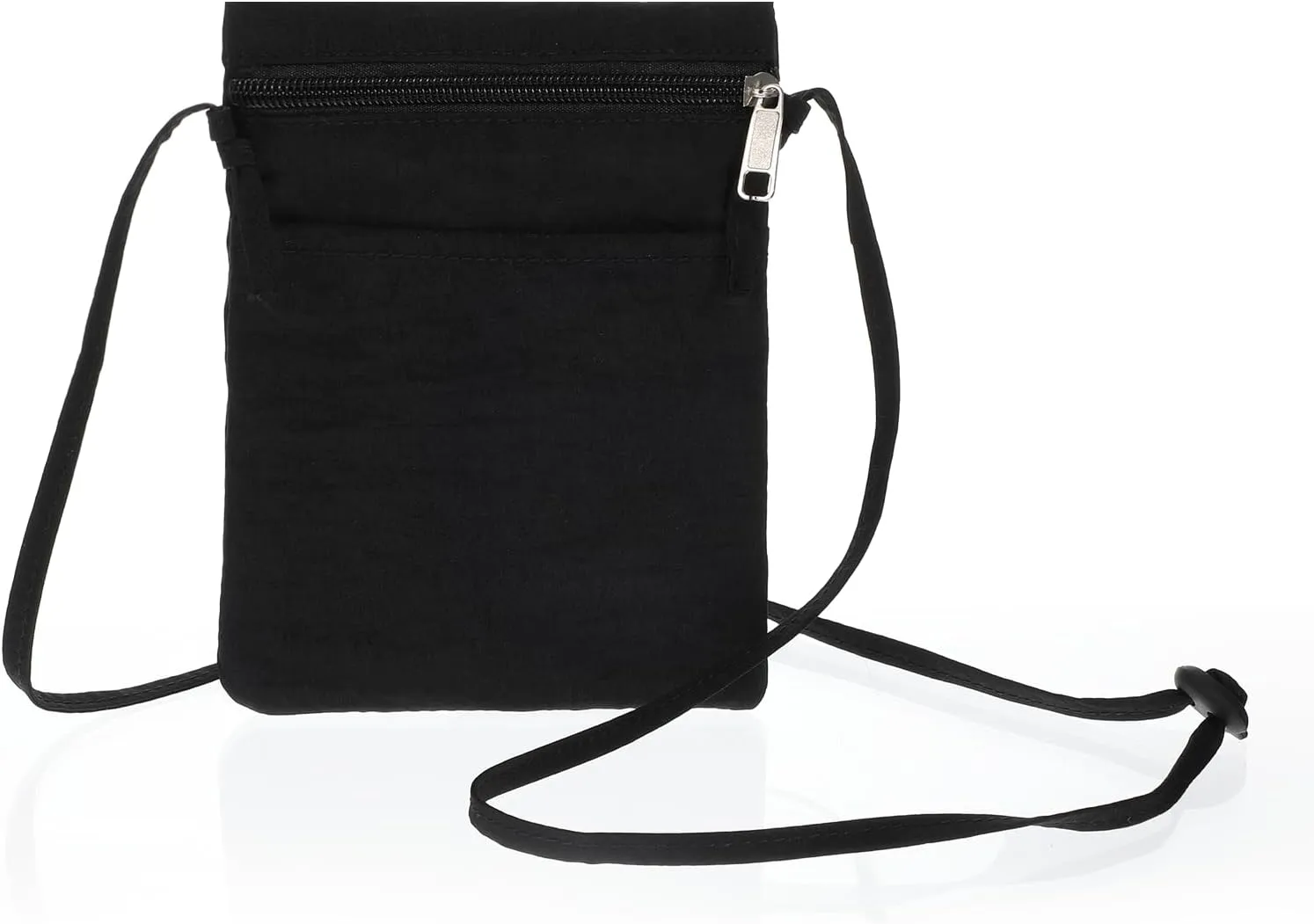 Black Cell Phone Pouches for Women, Small Crossbody Zipper Nylon Purse, Easy Carrier Purse Handbag for Walking Outdoor with Strap