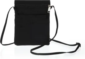 Black Cell Phone Pouches for Women, Small Crossbody Zipper Nylon Purse, Easy Carrier Purse Handbag for Walking Outdoor with Strap