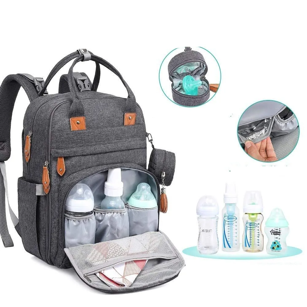 Black Diaper Backpack Multifunction Waterproof Black Diaper Bag Black Diaper Backpack