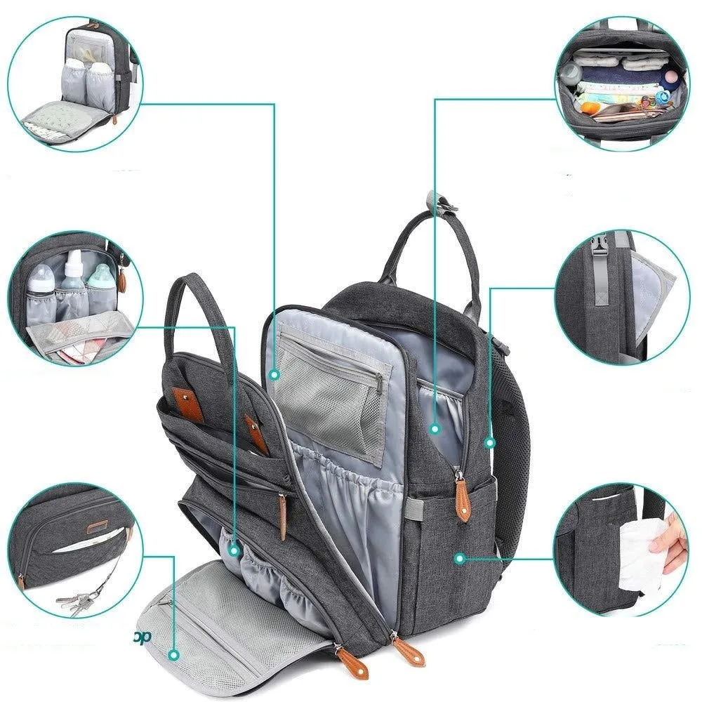 Black Diaper Backpack Multifunction Waterproof Black Diaper Bag Black Diaper Backpack