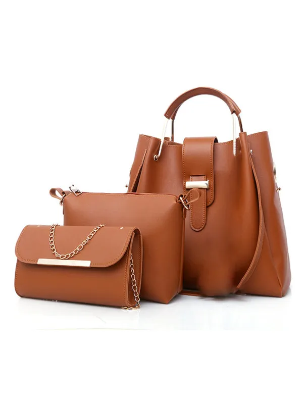 Blue Zone Planet |  Handbag One Shoulder Bucket Ladies Luggage Bag Three-Piece Set