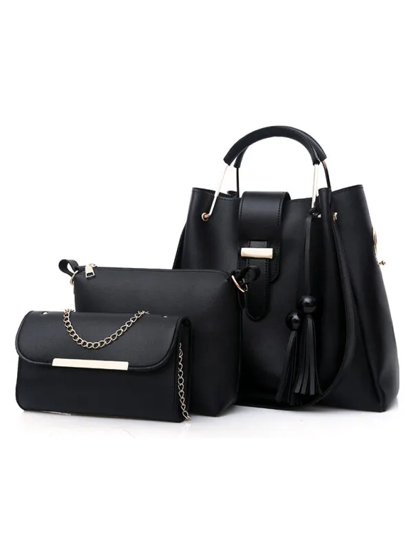 Blue Zone Planet |  Handbag One Shoulder Bucket Ladies Luggage Bag Three-Piece Set