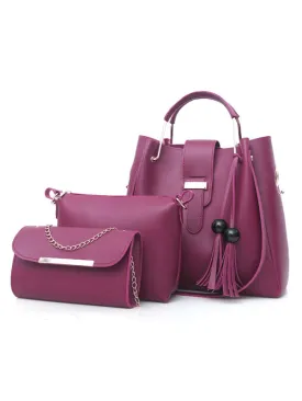 Blue Zone Planet |  Handbag One Shoulder Bucket Ladies Luggage Bag Three-Piece Set