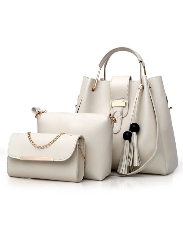 Blue Zone Planet |  Handbag One Shoulder Bucket Ladies Luggage Bag Three-Piece Set