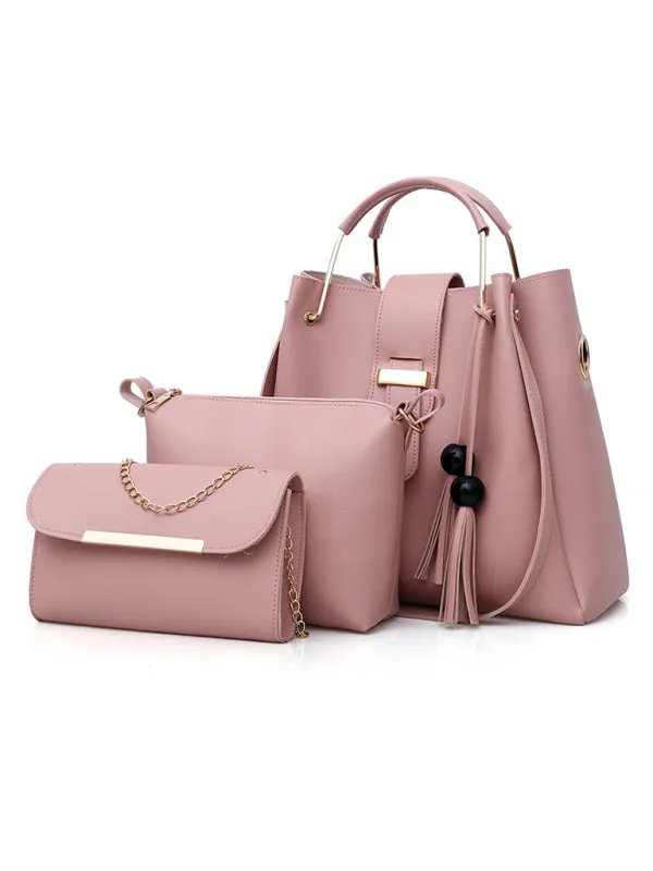 Blue Zone Planet |  Handbag One Shoulder Bucket Ladies Luggage Bag Three-Piece Set