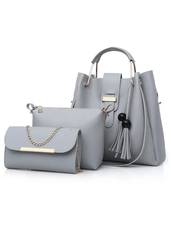 Blue Zone Planet |  Handbag One Shoulder Bucket Ladies Luggage Bag Three-Piece Set