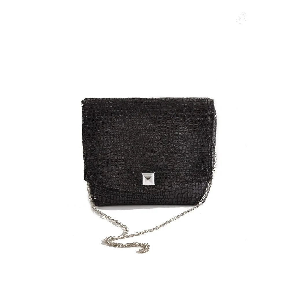 Boa Square Clutch in Black