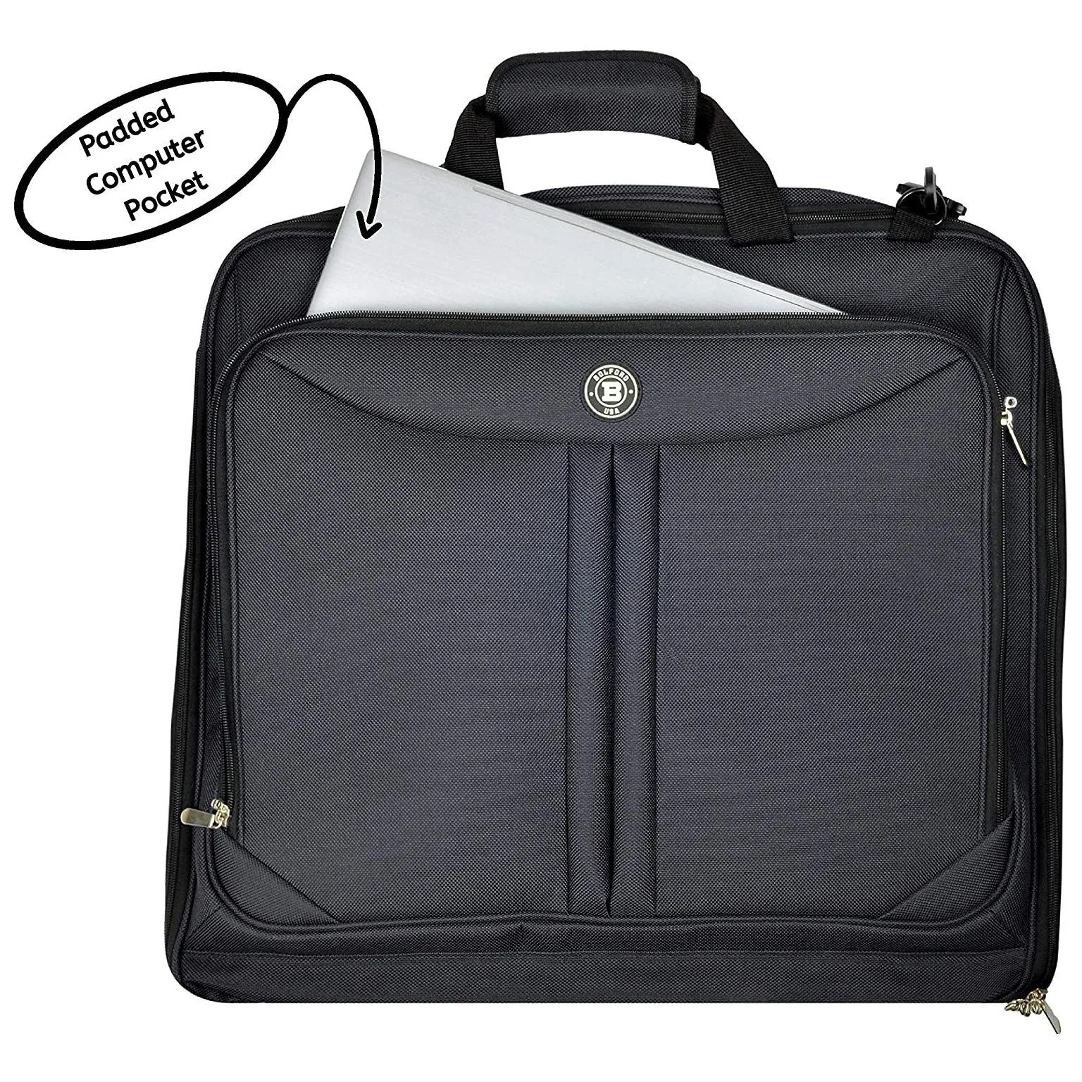 Bolford Travel Garment Bag For Business Trips And Travel With Padded Computer Pocket