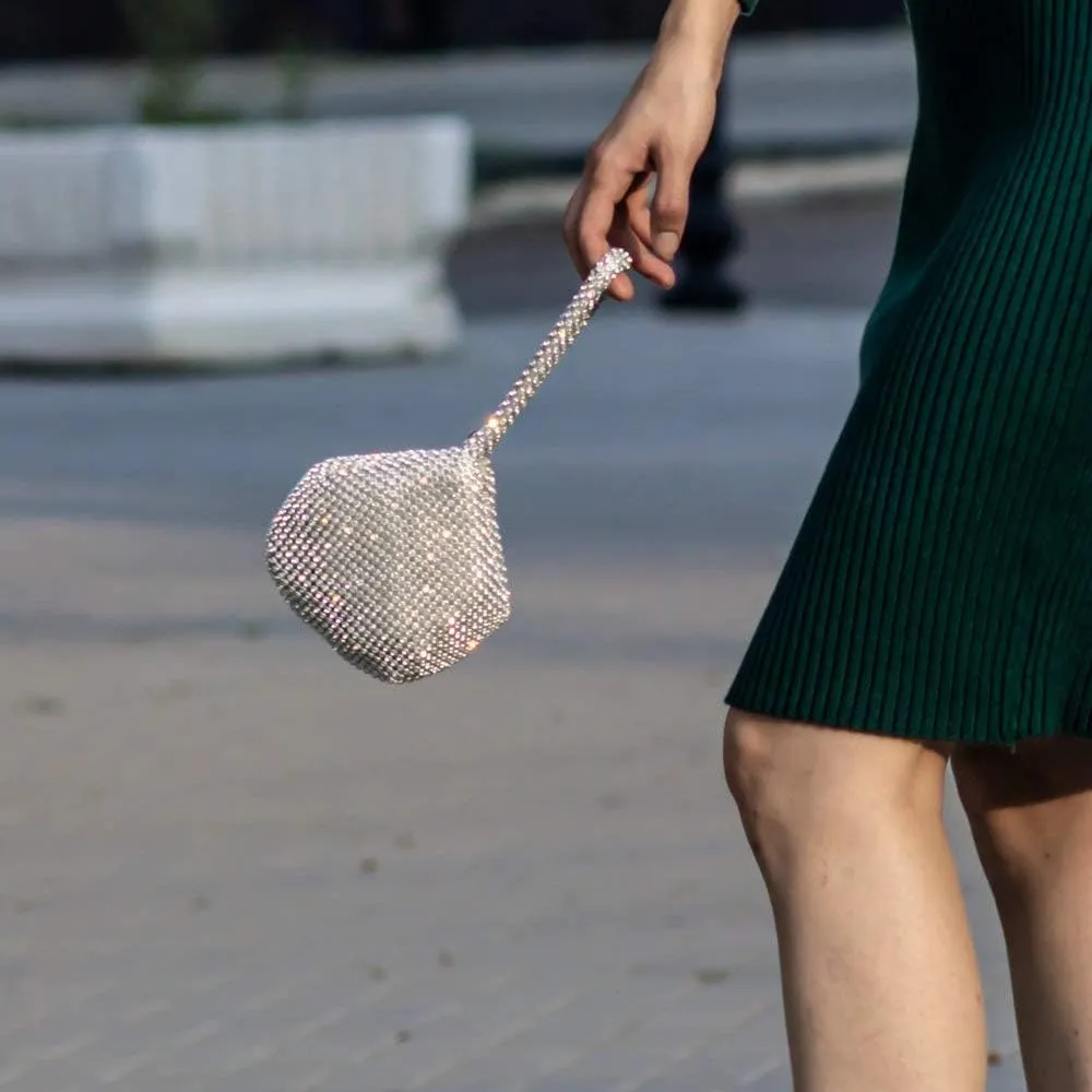 Boutique De FGG Sparkly Rhinestone Clutch Evening Bags for Women Formal Triangle Purse for Party Prom Wedding Handbag,Mini
