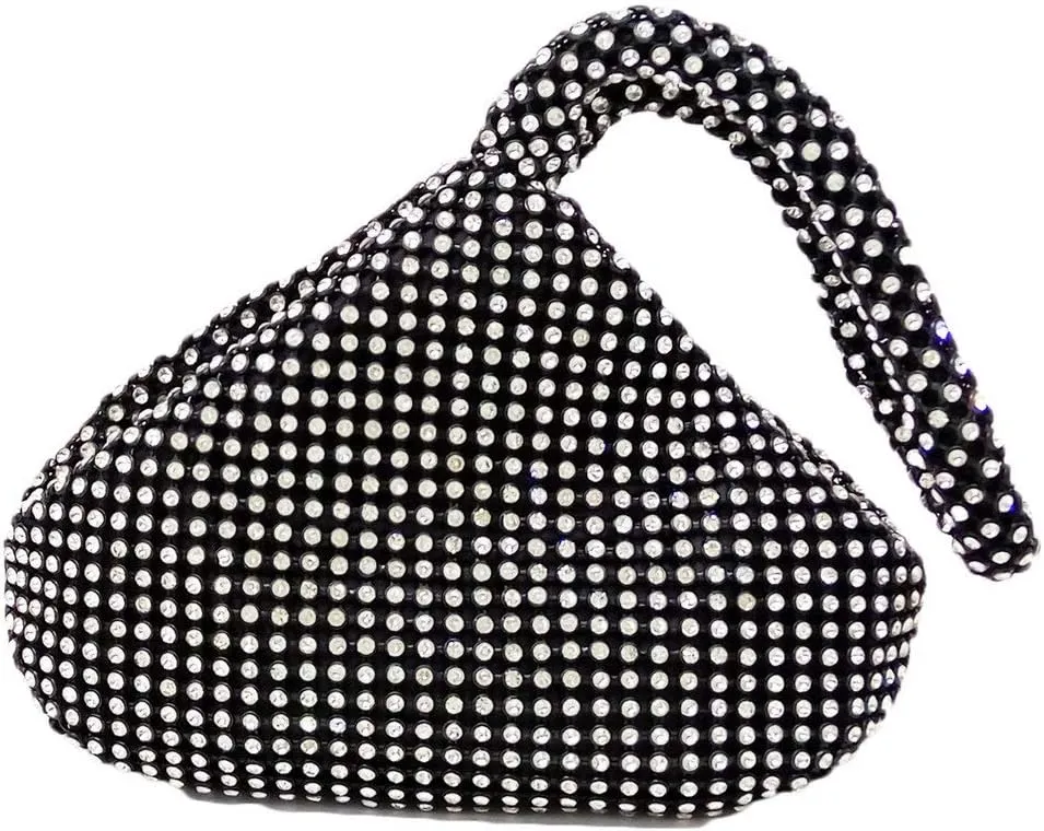 Boutique De FGG Sparkly Rhinestone Clutch Evening Bags for Women Formal Triangle Purse for Party Prom Wedding Handbag,Mini