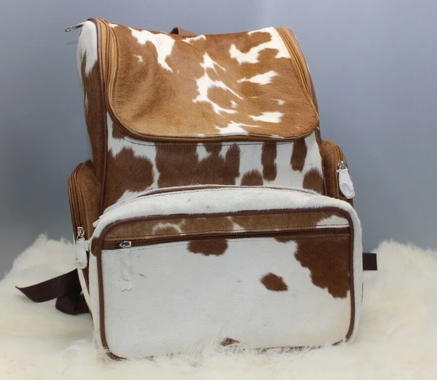 Calf hair backpack black and white