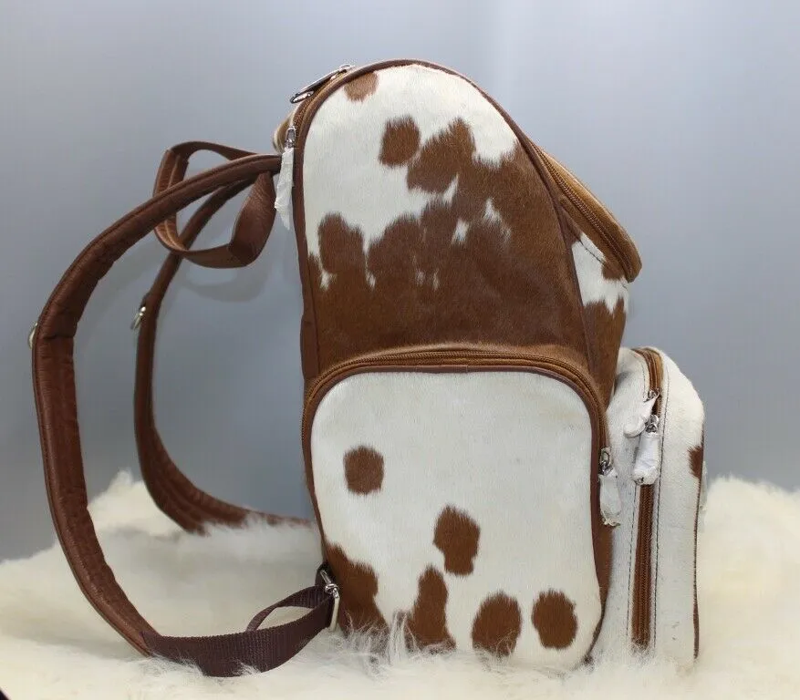 Calf hair backpack black and white