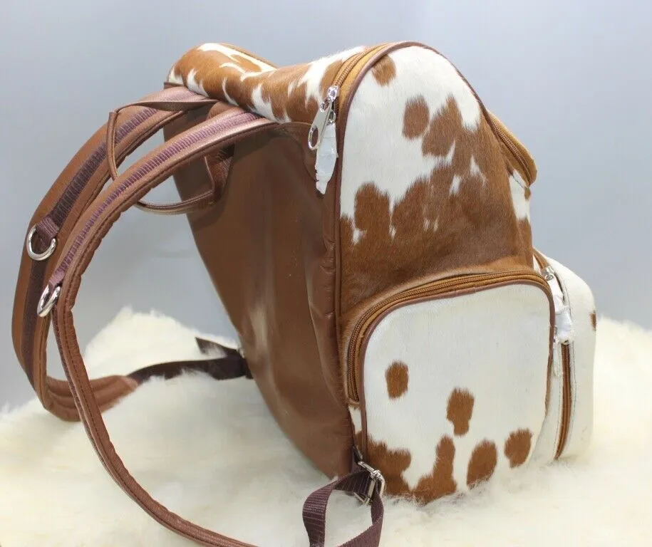 Calf hair backpack black and white