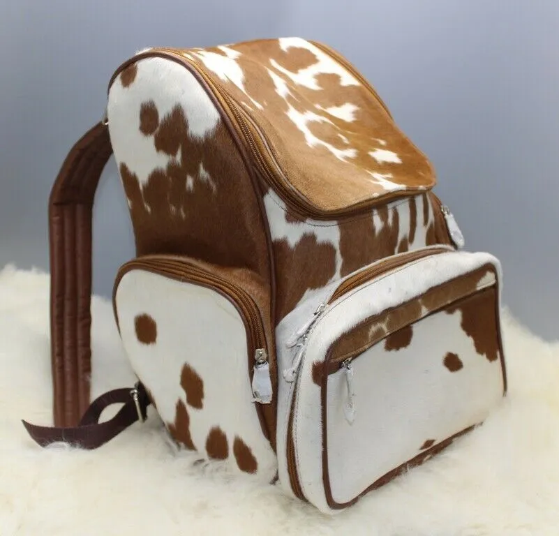 Calf hair backpack black and white