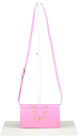 Charlotte Olympia 'kitty' Crossbody Purse In Pink Calf Leather One Size