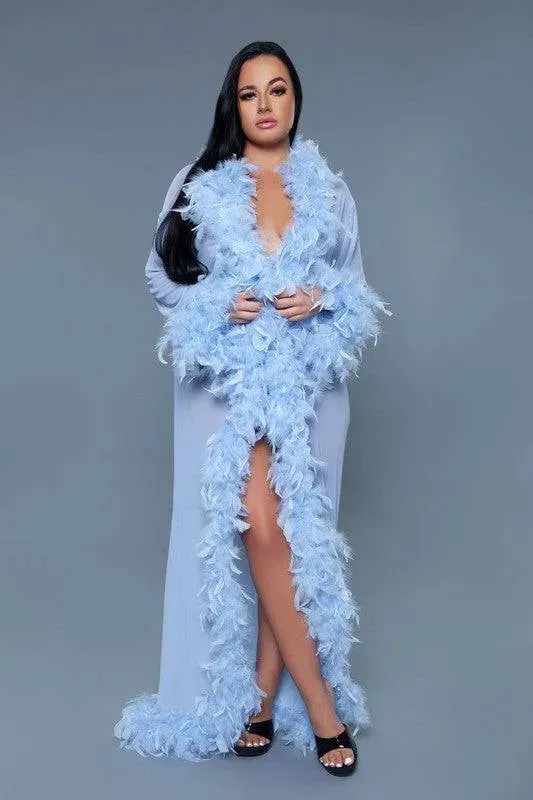 Chic Feather Trimmed Long Robe