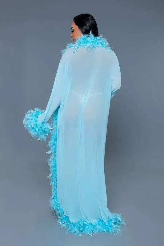 Chic Feather Trimmed Long Robe