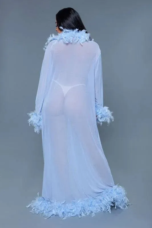 Chic Feather Trimmed Long Robe