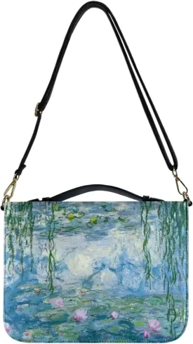 Claude Monet Bible Cover Bible Case for Women PU Bible Bag with Shoulder Strap Monet Oil Painting Design Book Cover