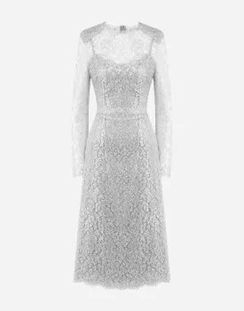 Cordonetto Lace Midi Dress In Long Sleeves