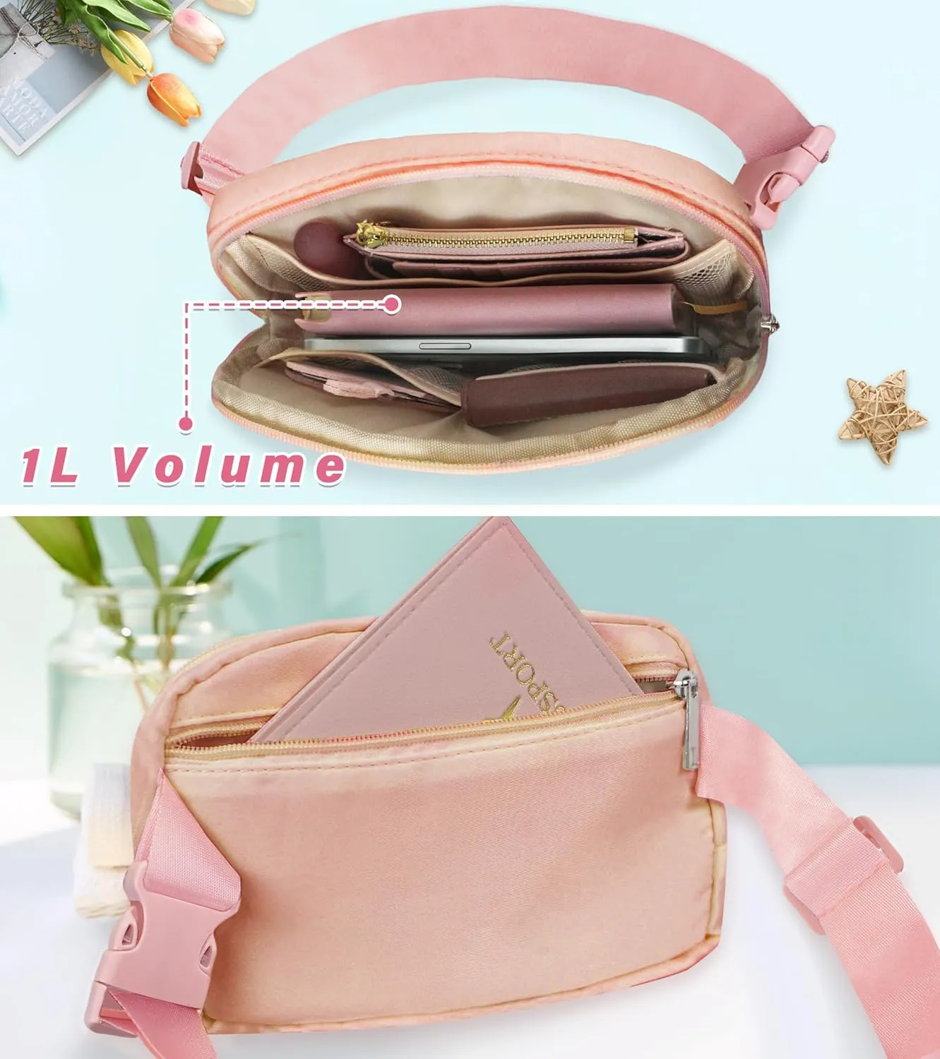COSHAYSOO Initial Belt Bag Girls Fanny Pack Letter Crossbody Purse Trendy, Teenager Girl Women Personalized Easter Birthday Mothers Day Gift Travel Everywhere Preppy Teen Stuff Pink A