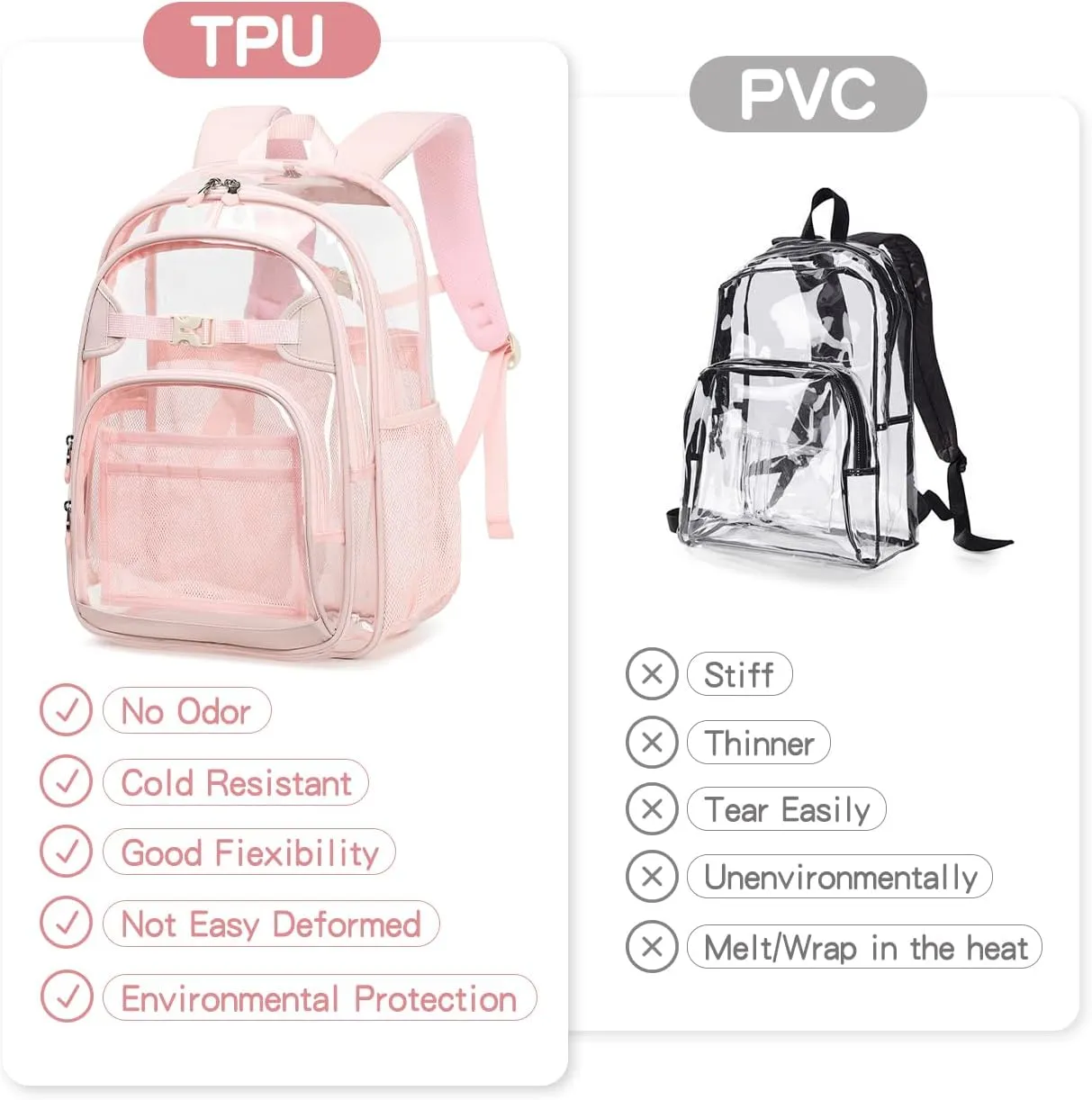 Cusangel Clear Backpack for Girls kids,Pink tpu Heavy Duty 16in Transparent Bookbag for School,Student children Bag Stadium Approved See Through Backpack,Stitch Bag durability