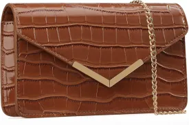 DEXMAY Evening Clutch Handbag for Women Elegant Crocodile Embossed PU Leather Envelope Handheld Crossbody Purse Foldover Bag