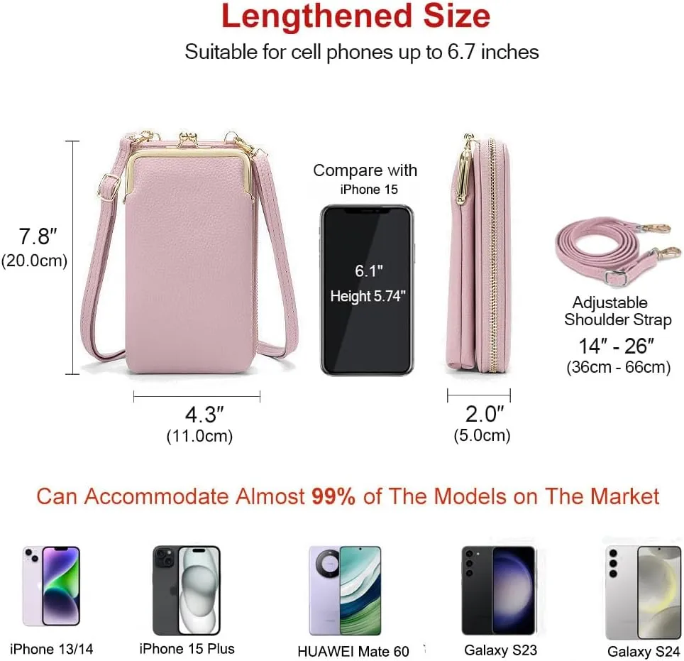 EASTNIGHTS Small Crossbody Phone Bag for Women Cell Phone Purse Wallet Kiss Lock Cute Shoulder Bag with Credit Card Slots