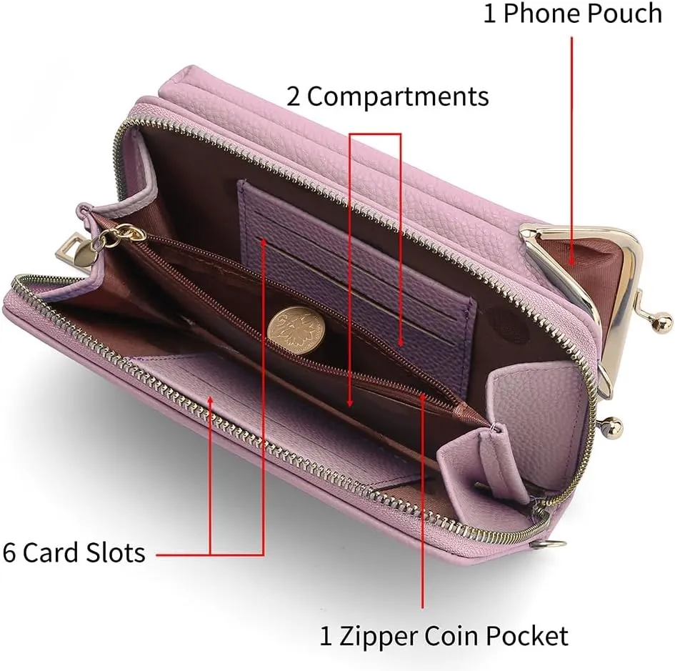 EASTNIGHTS Small Crossbody Phone Bag for Women Cell Phone Purse Wallet Kiss Lock Cute Shoulder Bag with Credit Card Slots