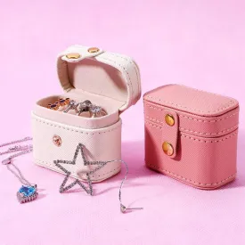 Elegant Compact Leather Jewelry Case with Soft Flannel Interior