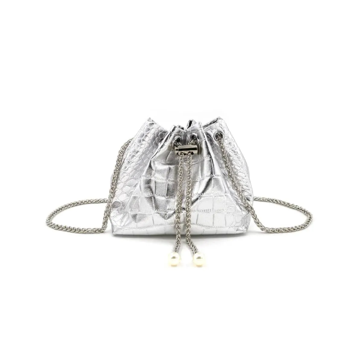 Embossed Croc Faux Leather Bucket Bag