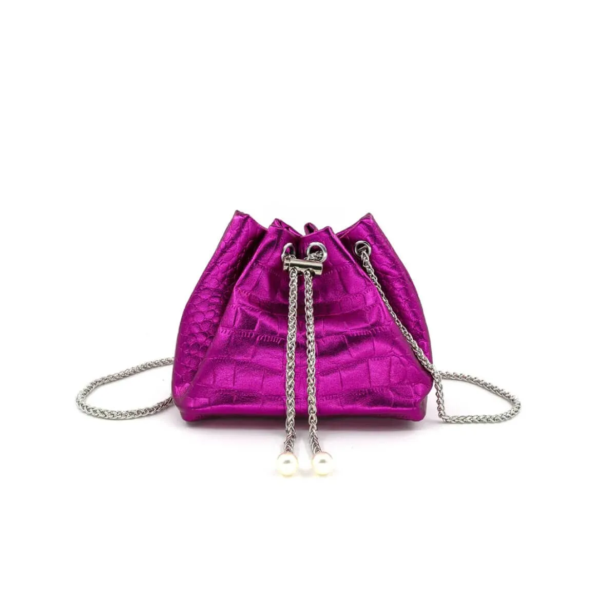 Embossed Croc Faux Leather Bucket Bag