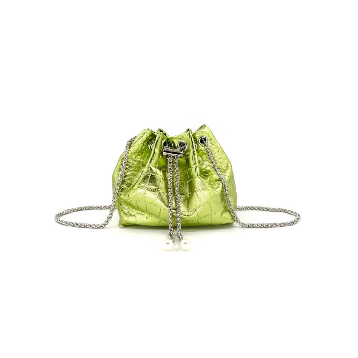 Embossed Croc Faux Leather Bucket Bag