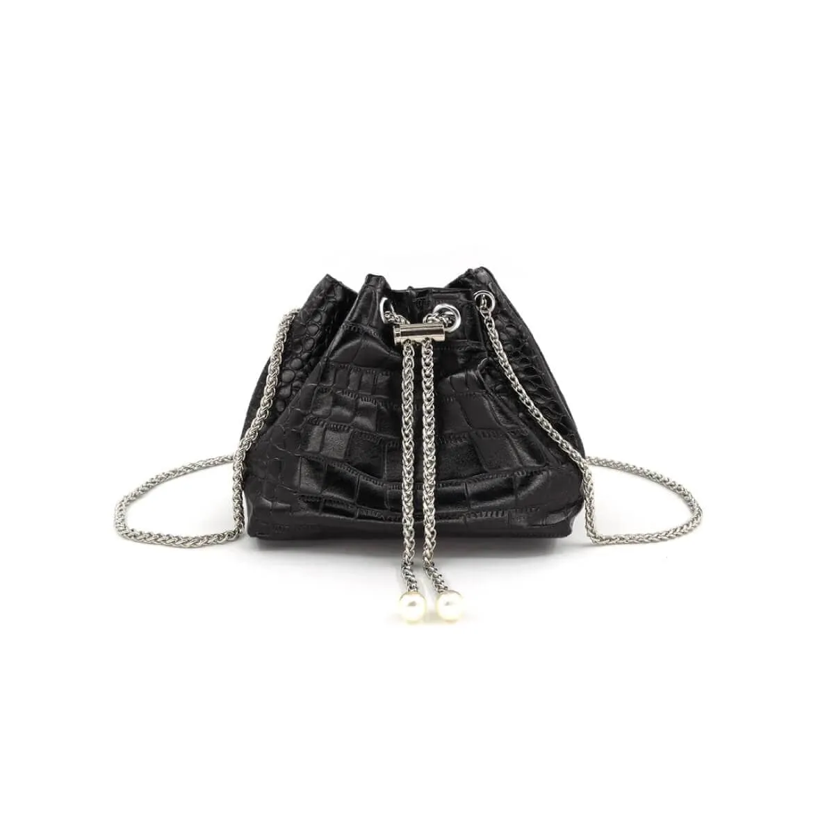 Embossed Croc Faux Leather Bucket Bag