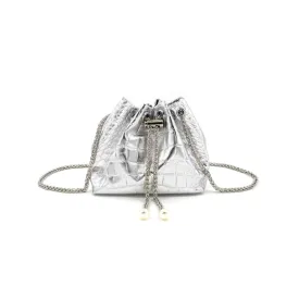 Embossed Croc Faux Leather Bucket Bag