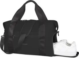ETRONIK Foldable Travel Bag - Gym Duffle with Shoe Compartment, Weekender Overnight Tote for Sports, Water Resistant - Black