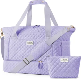 ETRONIK Travel Bag for Women, Gym Duffel Bag with Shoes Compartment, Weekender Overnight Bag with Wet Pocket for Women Travel Gym Daily Use (Purple)